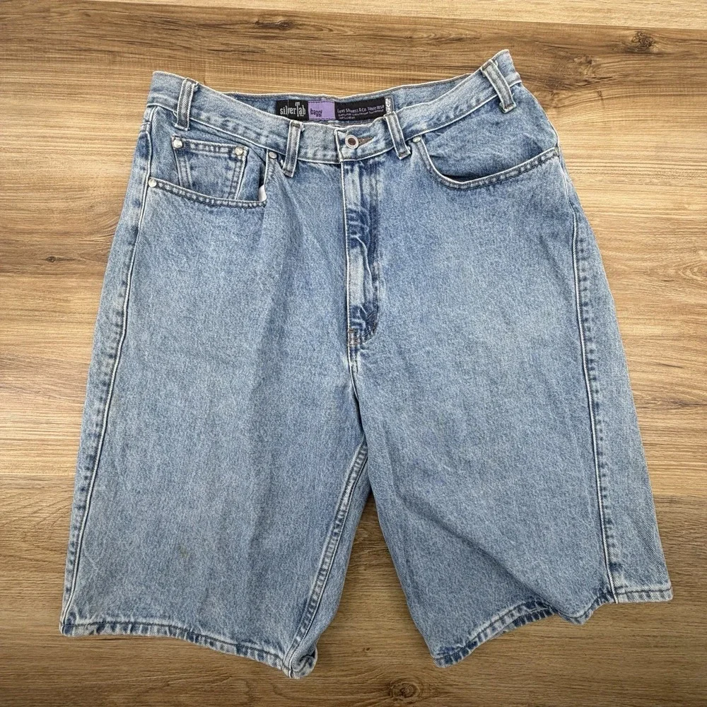 Vintage Levis Silver Tab Baggy Jean Shorts Mens 34 Blue 12